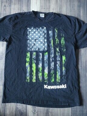 Kawasaki Black tee With Green Flag Graphic